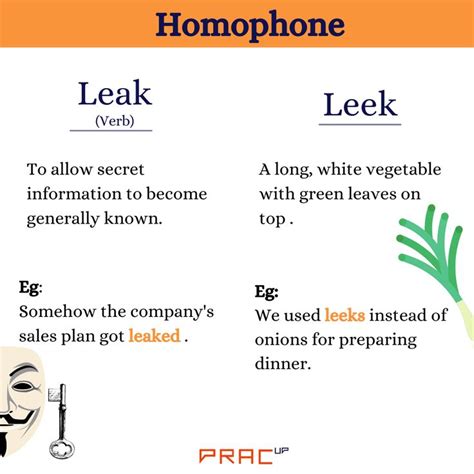 leak or leek|leak, leek at Homophone